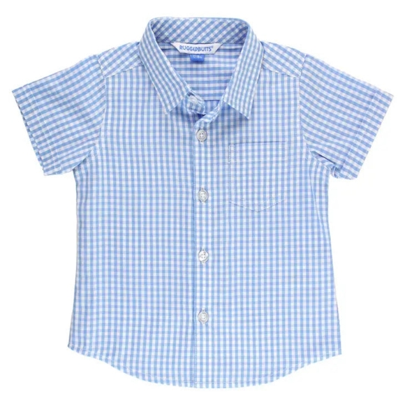 NWT RuggedButts Blue Gingham Button Down Size 5 - Picture 1 of 2